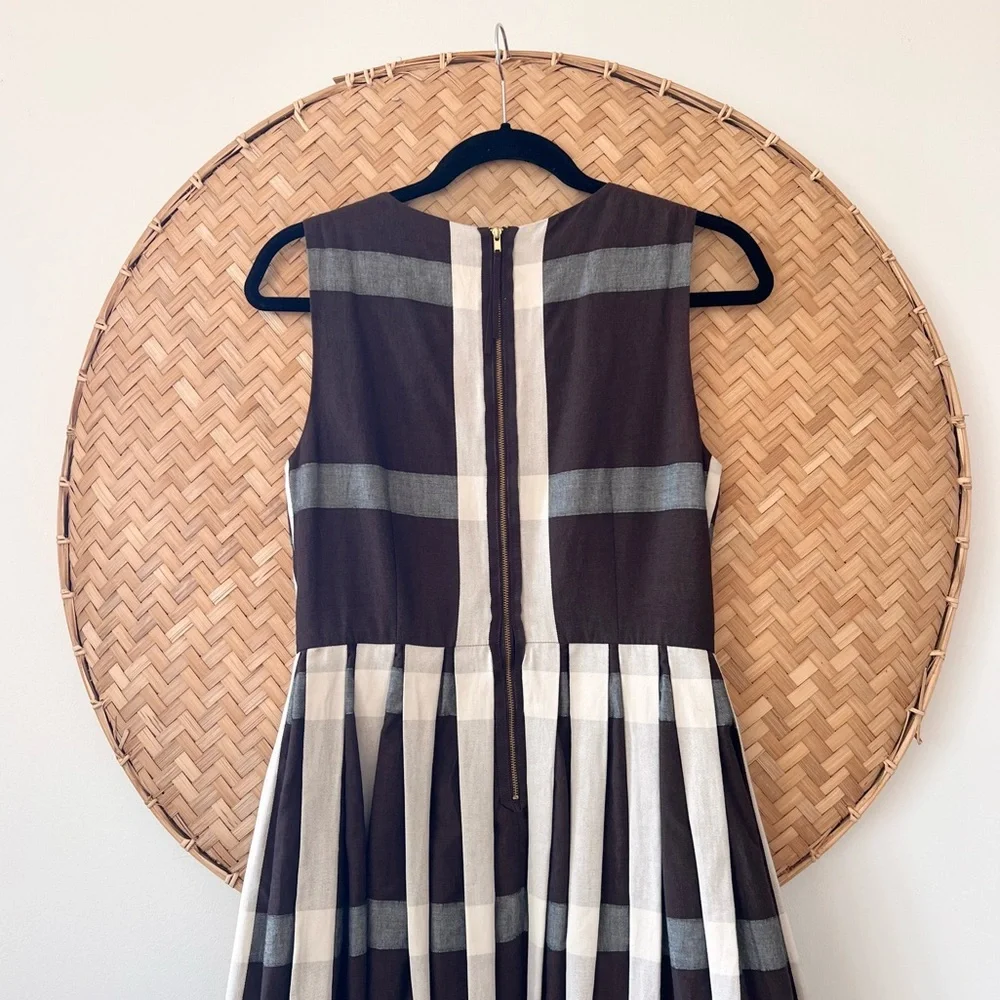 ANTHROPOLOGIE MAEVE BROWN PLEATED FIT & FLARE BEADED NECKLINE IVY‎ LEAGUE DRESS - Picture 10 of 15